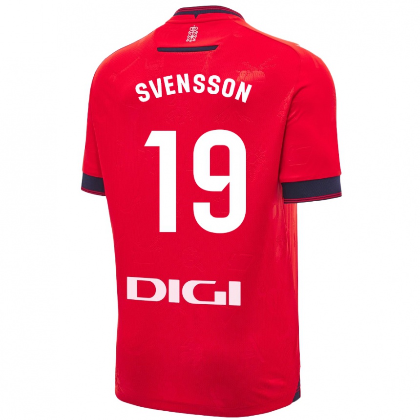 Niño Fútbol Camiseta Max Svensson #19 Rojo Blanco 1ª Equipación 2024/25 Argentina