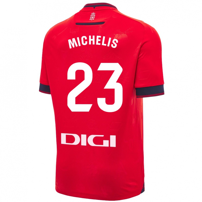 Niño Fútbol Camiseta Nikolaos Michelis #23 Rojo Blanco 1ª Equipación 2024/25 Argentina