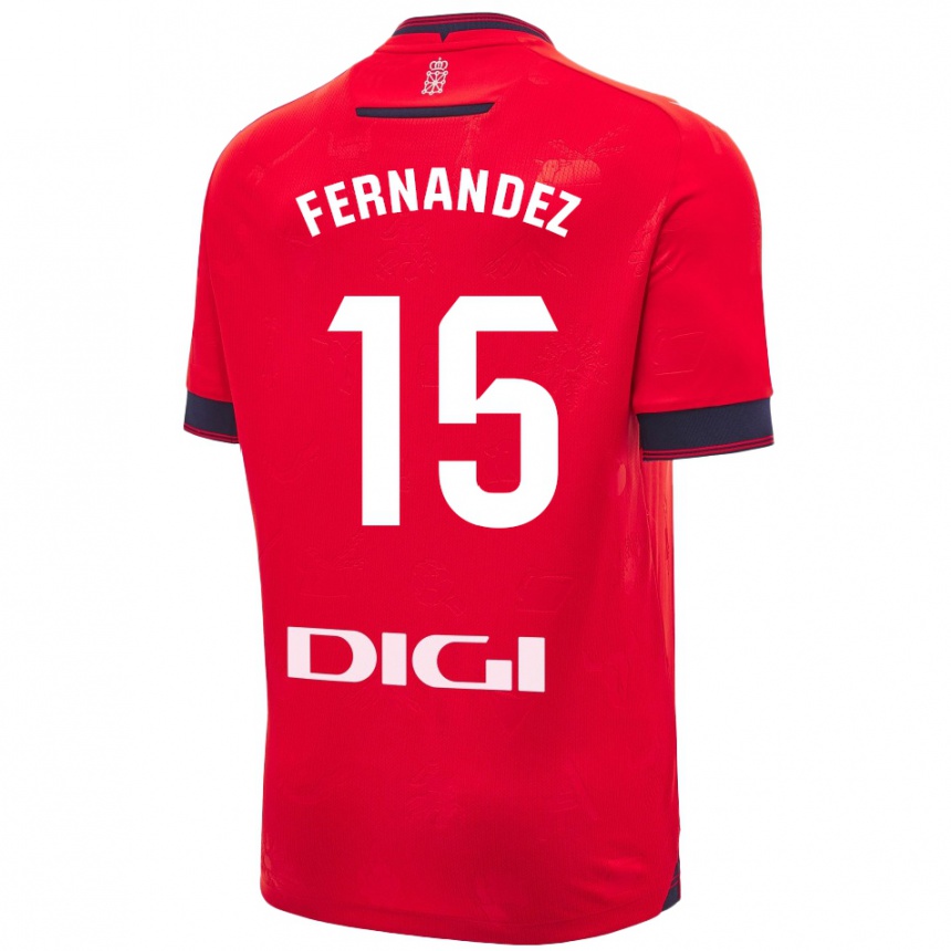 Niño Fútbol Camiseta Leyre Fernández Sánchez #15 Rojo Blanco 1ª Equipación 2024/25 Argentina