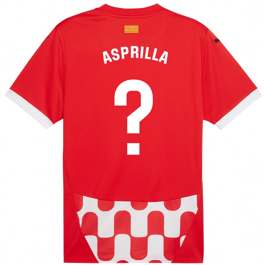 Niño Fútbol Camiseta Yáser Asprilla #0 Rojo Blanco 1ª Equipación 2024/25 Argentina