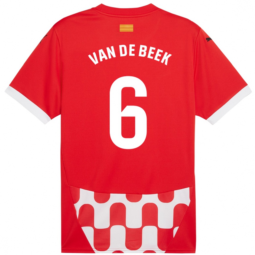 Niño Fútbol Camiseta Donny Van De Beek #6 Rojo Blanco 1ª Equipación 2024/25 Argentina