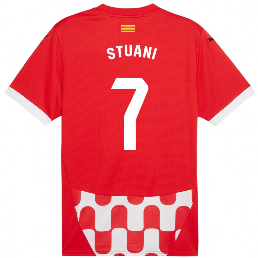 Niño Fútbol Camiseta Cristhian Stuani #7 Rojo Blanco 1ª Equipación 2024/25 Argentina