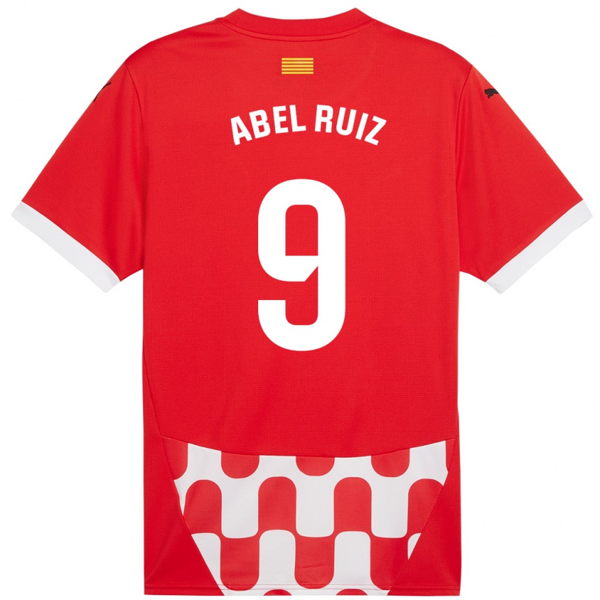 Niño Fútbol Camiseta Abel Ruiz #9 Rojo Blanco 1ª Equipación 2024/25 Argentina