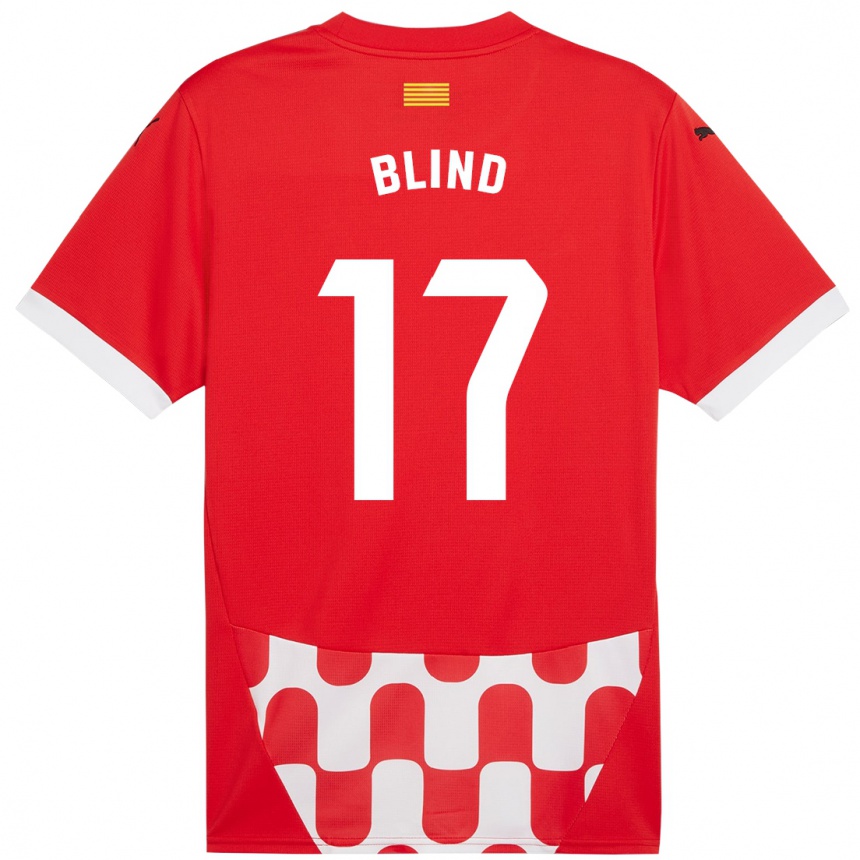 Niño Fútbol Camiseta Daley Blind #17 Rojo Blanco 1ª Equipación 2024/25 Argentina