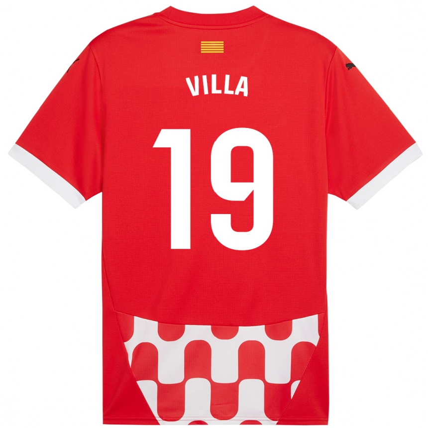 Niño Fútbol Camiseta Toni Villa #19 Rojo Blanco 1ª Equipación 2024/25 Argentina