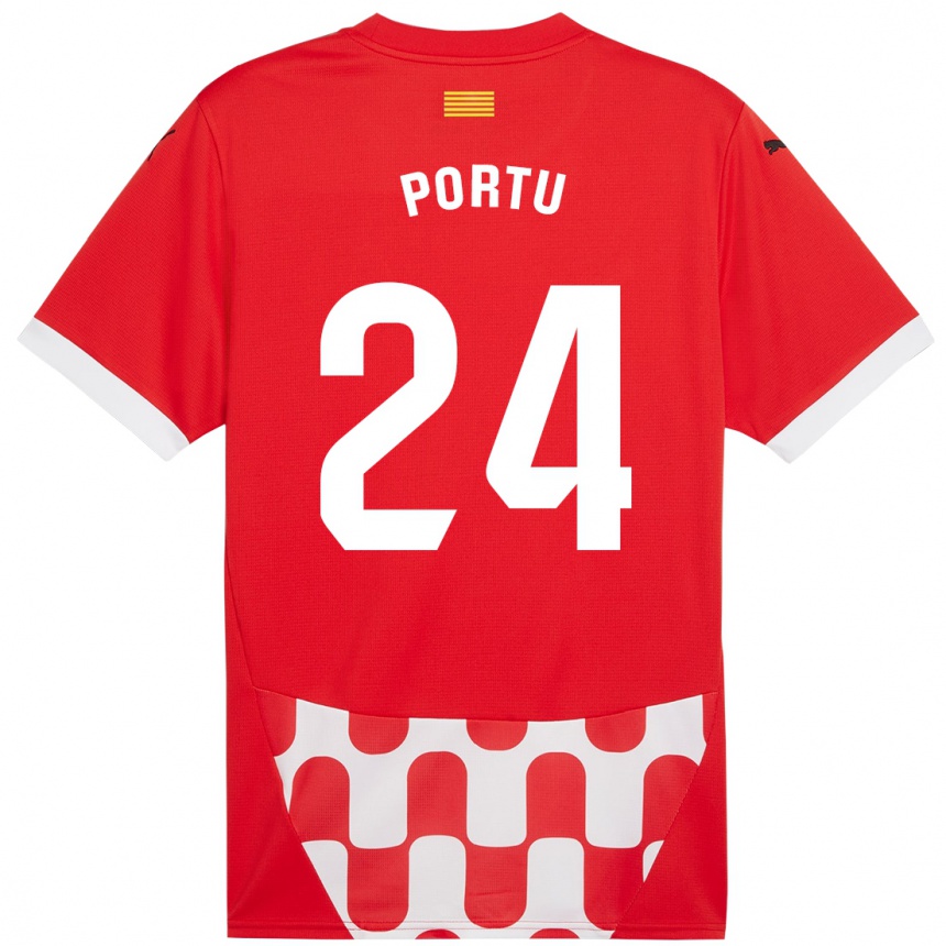 Niño Fútbol Camiseta Portu #24 Rojo Blanco 1ª Equipación 2024/25 Argentina