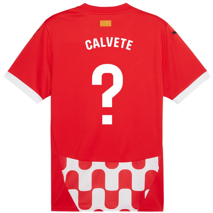 Niño Fútbol Camiseta Pablo Calvete #0 Rojo Blanco 1ª Equipación 2024/25 Argentina