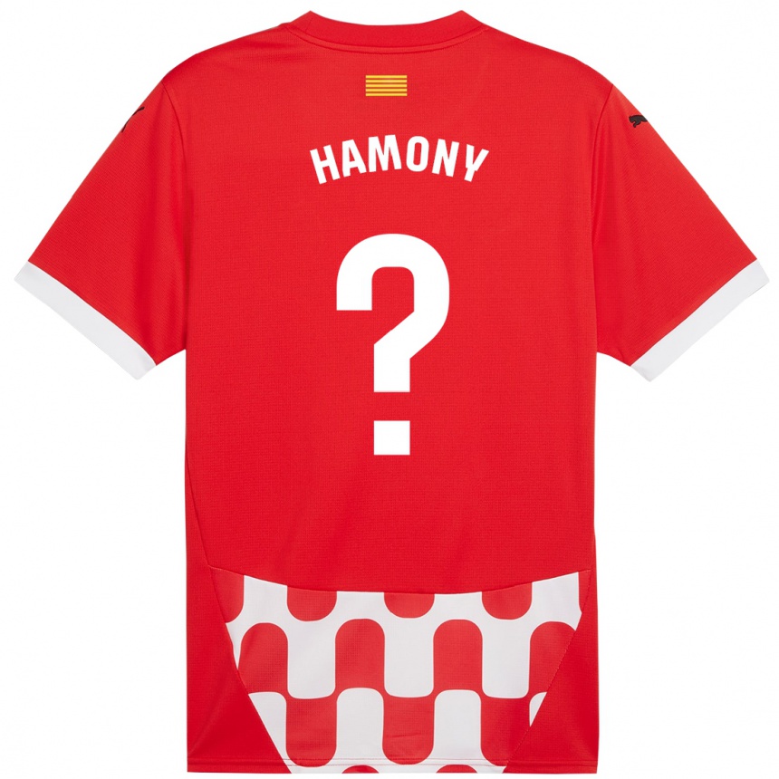 Niño Fútbol Camiseta Mohammed Hamony #0 Rojo Blanco 1ª Equipación 2024/25 Argentina