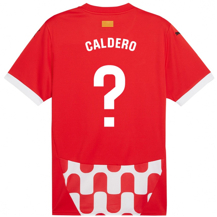 Niño Fútbol Camiseta Nil Caldero #0 Rojo Blanco 1ª Equipación 2024/25 Argentina