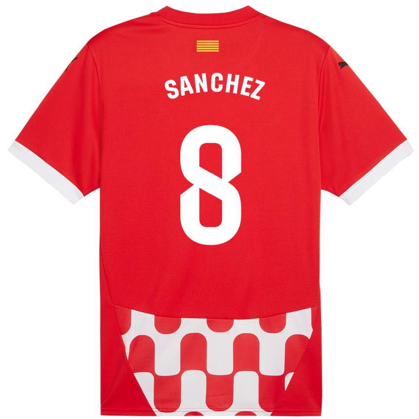 Niño Fútbol Camiseta Miguel Ángel Sánchez #8 Rojo Blanco 1ª Equipación 2024/25 Argentina