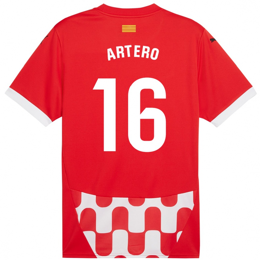 Niño Fútbol Camiseta Ricard Artero #16 Rojo Blanco 1ª Equipación 2024/25 Argentina