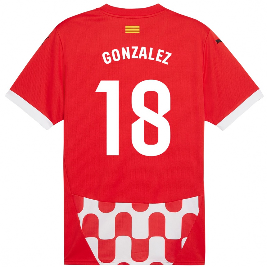 Niño Fútbol Camiseta Gerard Gonzalez #18 Rojo Blanco 1ª Equipación 2024/25 Argentina