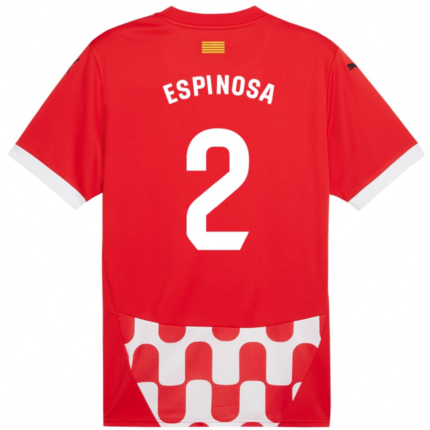 Niño Fútbol Camiseta Bernardo Espinosa #2 Rojo Blanco 1ª Equipación 2024/25 Argentina