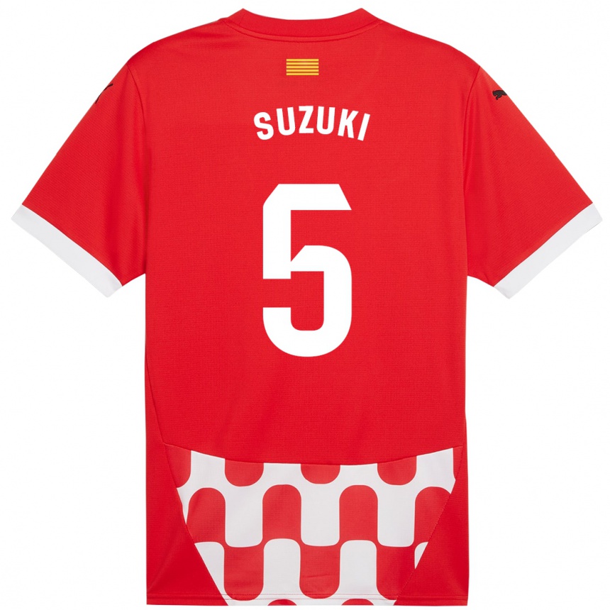 Niño Fútbol Camiseta Wadi Ibrahim Suzuki #5 Rojo Blanco 1ª Equipación 2024/25 Argentina