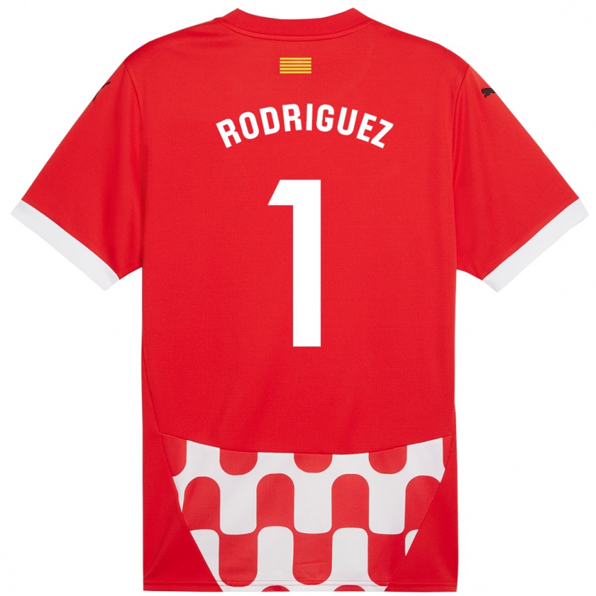 Niño Fútbol Camiseta Maria Rodríguez #1 Rojo Blanco 1ª Equipación 2024/25 Argentina