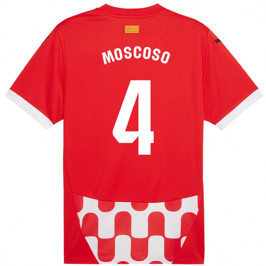 Niño Fútbol Camiseta Miriam Moscoso #4 Rojo Blanco 1ª Equipación 2024/25 Argentina