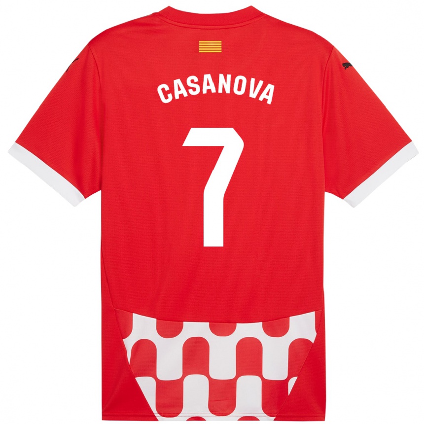 Niño Fútbol Camiseta Àstrid Casanova #7 Rojo Blanco 1ª Equipación 2024/25 Argentina