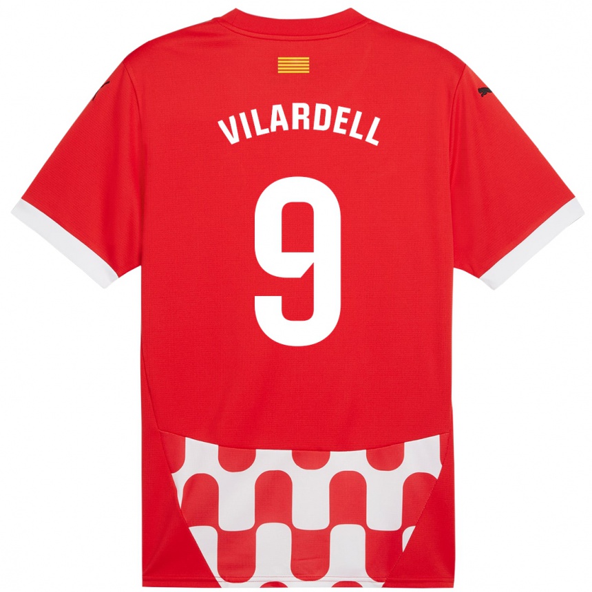 Niño Fútbol Camiseta Júlia Vilardell #9 Rojo Blanco 1ª Equipación 2024/25 Argentina