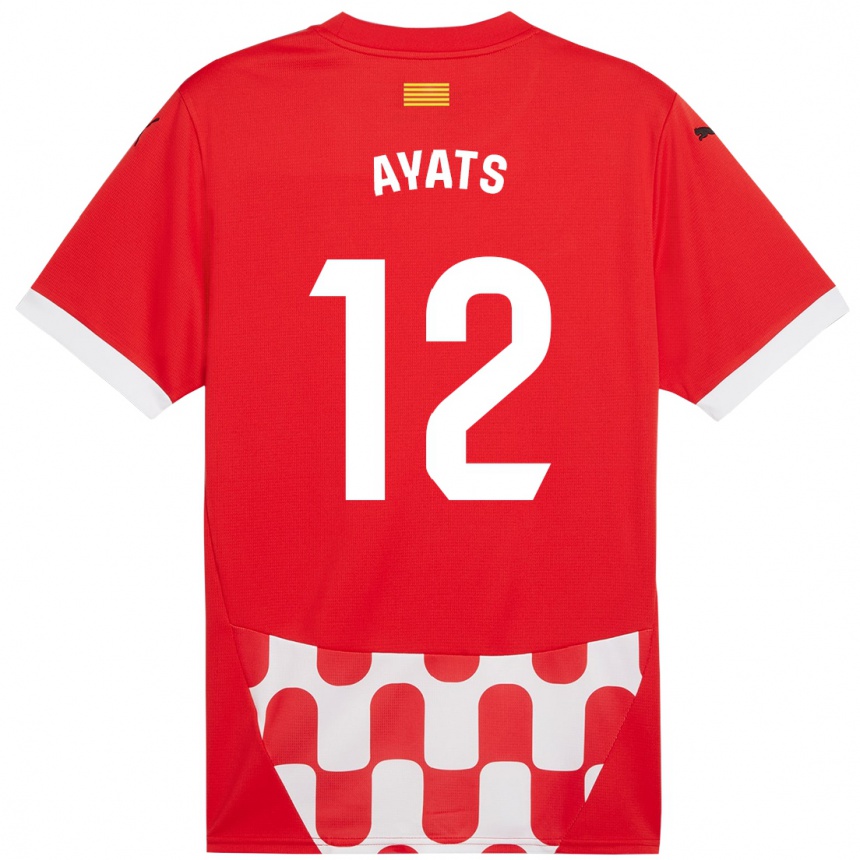 Niño Fútbol Camiseta Mònica Ayats #12 Rojo Blanco 1ª Equipación 2024/25 Argentina