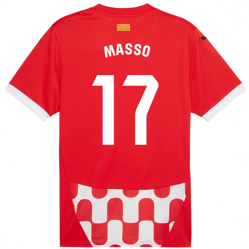 Niño Fútbol Camiseta Ainoa Massó #17 Rojo Blanco 1ª Equipación 2024/25 Argentina