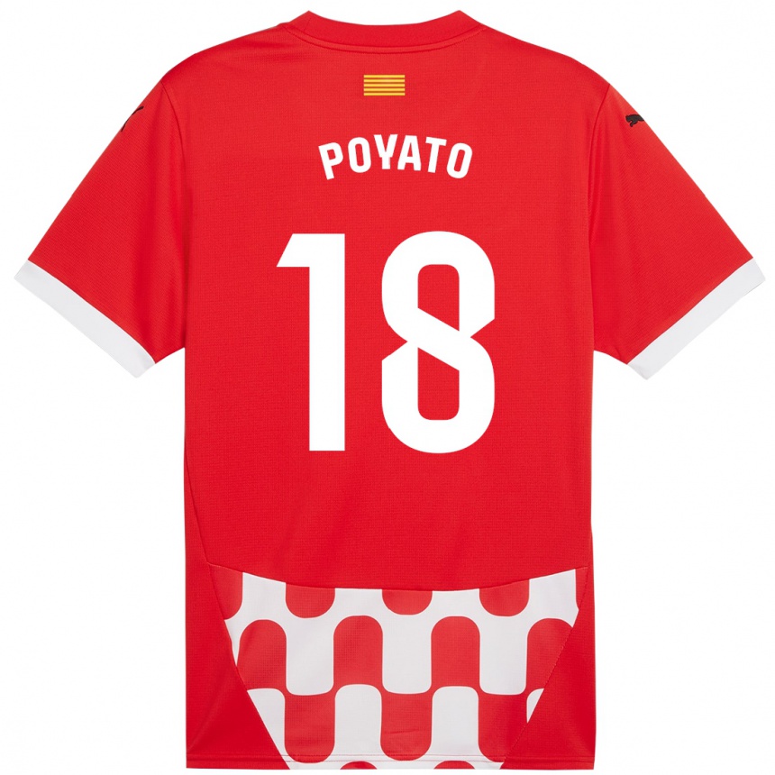 Niño Fútbol Camiseta Marina Poyato #18 Rojo Blanco 1ª Equipación 2024/25 Argentina