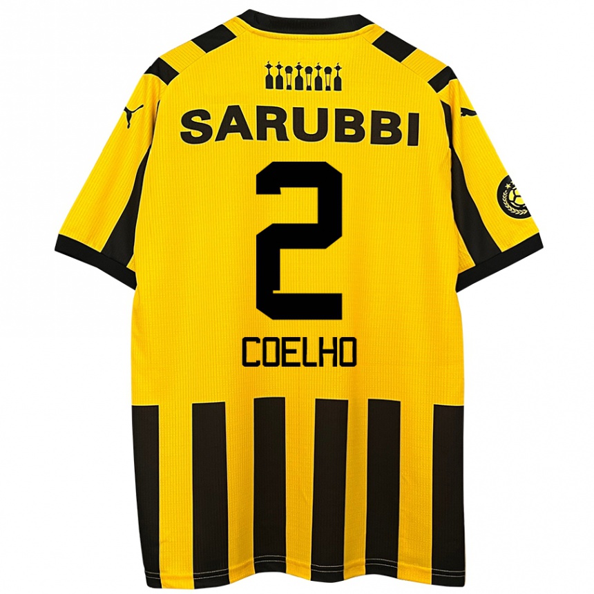 Niño Fútbol Camiseta Léo Coelho #2 Amarillo Negro 1ª Equipación 2024/25 Argentina