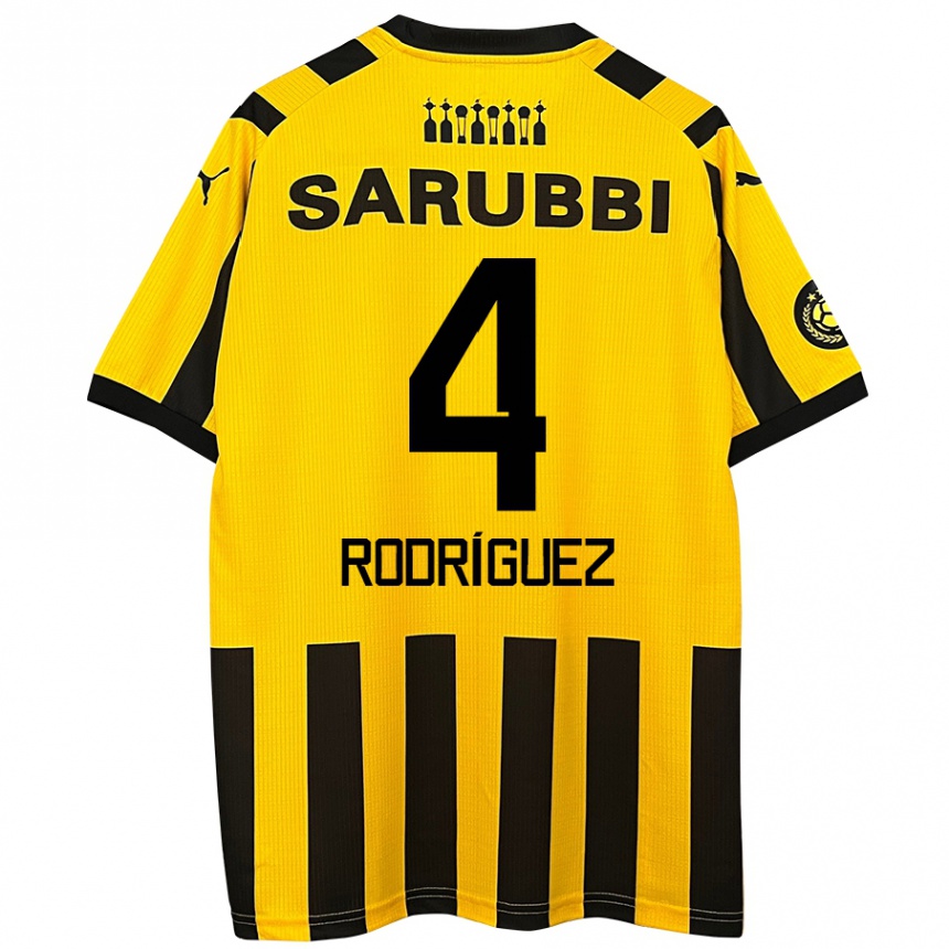 Niño Fútbol Camiseta Guzmán Rodríguez #4 Amarillo Negro 1ª Equipación 2024/25 Argentina