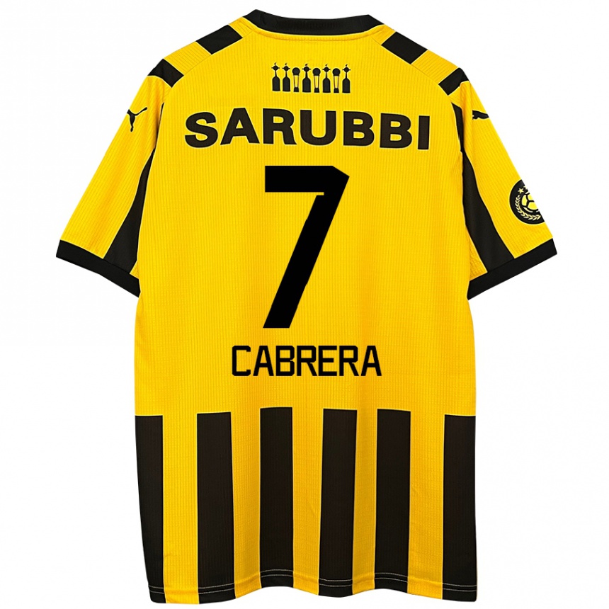 Niño Fútbol Camiseta Javier Cabrera #7 Amarillo Negro 1ª Equipación 2024/25 Argentina