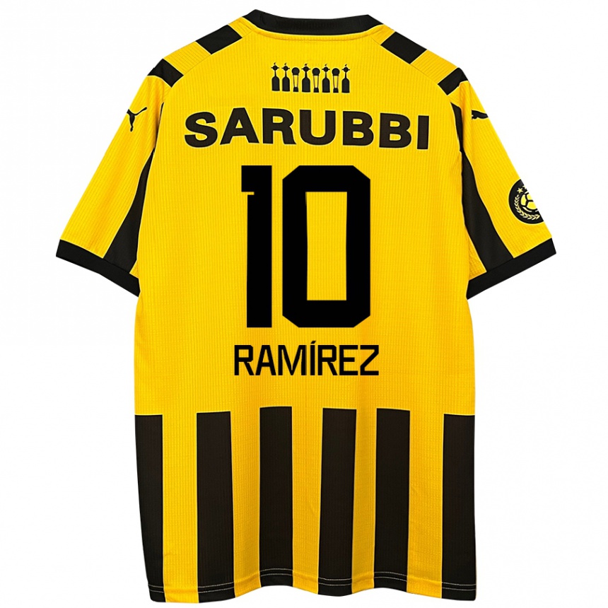 Niño Fútbol Camiseta Gastón Ramírez #10 Amarillo Negro 1ª Equipación 2024/25 Argentina