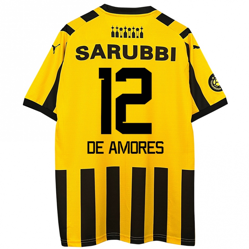 Niño Fútbol Camiseta Guillermo De Amores #12 Amarillo Negro 1ª Equipación 2024/25 Argentina