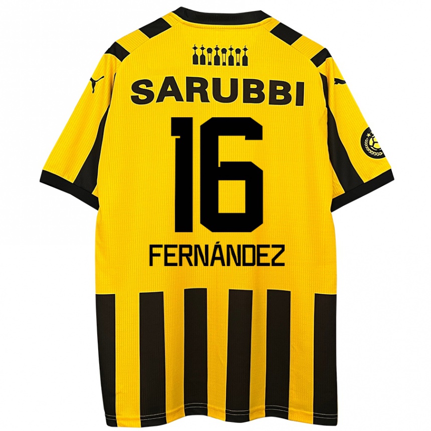 Niño Fútbol Camiseta Adrián Fernández #16 Amarillo Negro 1ª Equipación 2024/25 Argentina