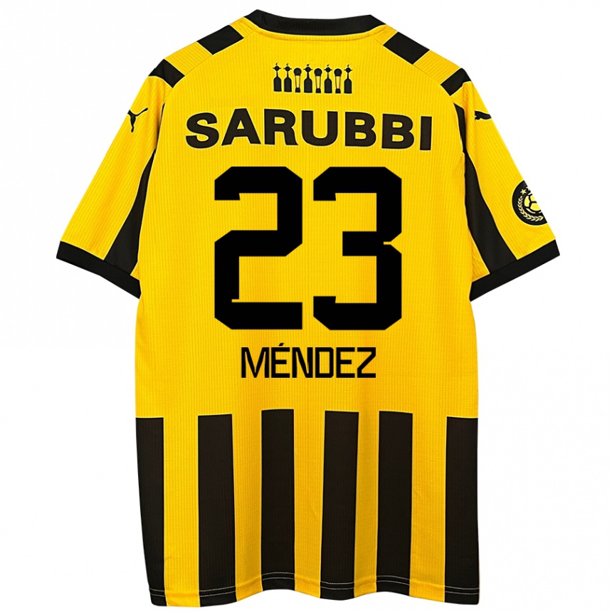 Niño Fútbol Camiseta Javier Méndez #23 Amarillo Negro 1ª Equipación 2024/25 Argentina