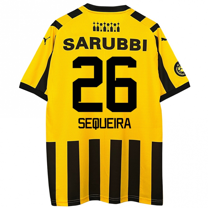 Niño Fútbol Camiseta Leonardo Sequeira #26 Amarillo Negro 1ª Equipación 2024/25 Argentina