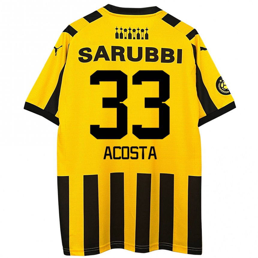 Niño Fútbol Camiseta Nahuel Acosta #33 Amarillo Negro 1ª Equipación 2024/25 Argentina