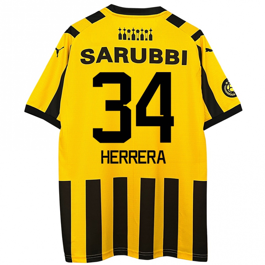 Niño Fútbol Camiseta Nahuel Herrera #34 Amarillo Negro 1ª Equipación 2024/25 Argentina