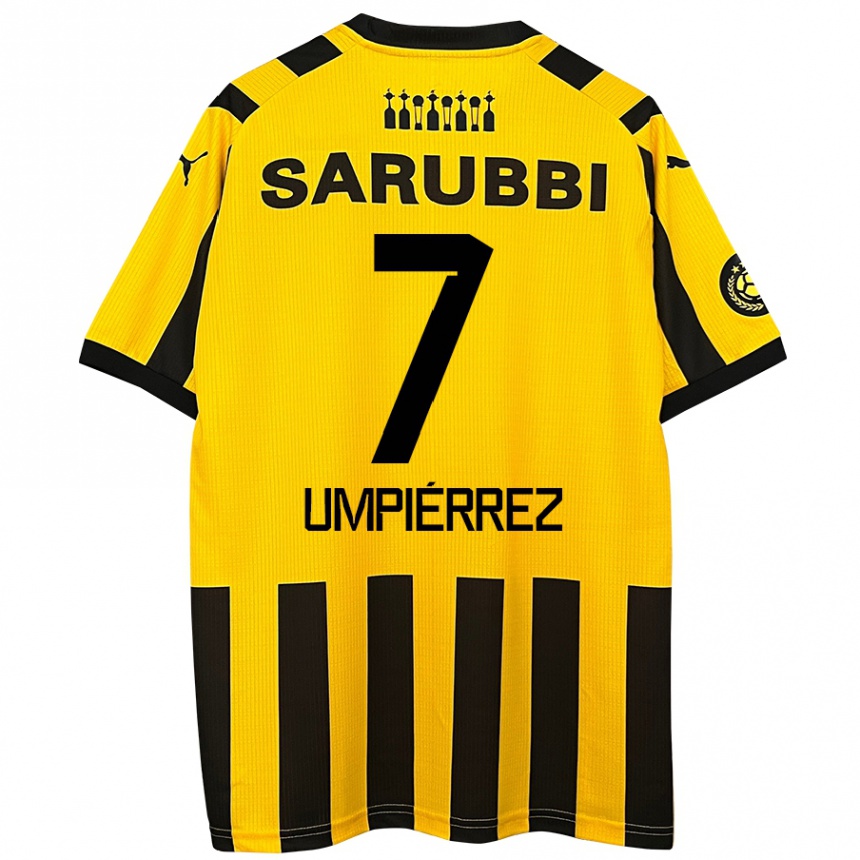 Niño Fútbol Camiseta Leandro Umpiérrez #7 Amarillo Negro 1ª Equipación 2024/25 Argentina