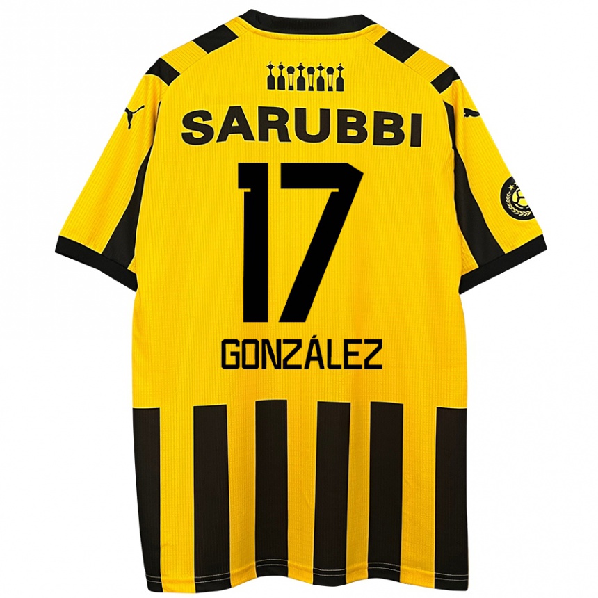 Niño Fútbol Camiseta Luciano González #17 Amarillo Negro 1ª Equipación 2024/25 Argentina