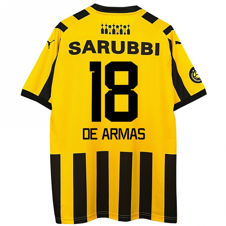 Niño Fútbol Camiseta Nahuel De Armas #18 Amarillo Negro 1ª Equipación 2024/25 Argentina