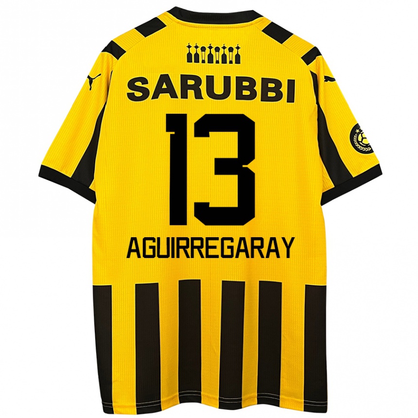 Niño Fútbol Camiseta Matías Aguirregaray #13 Amarillo Negro 1ª Equipación 2024/25 Argentina