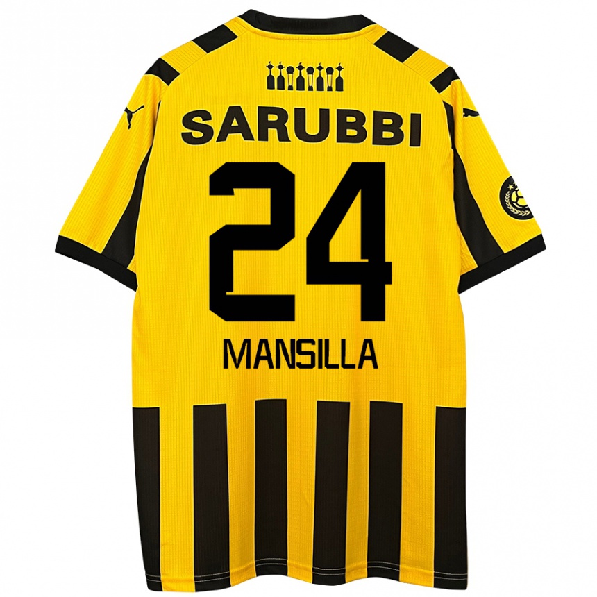 Niño Fútbol Camiseta Brian Mansilla #24 Amarillo Negro 1ª Equipación 2024/25 Argentina