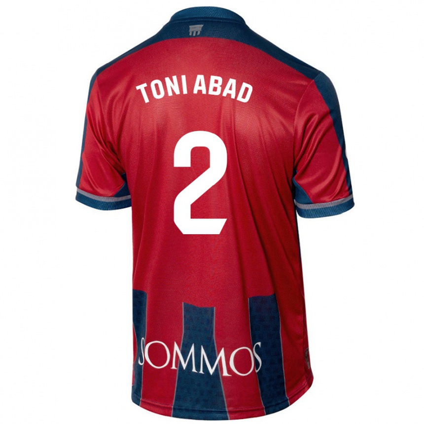 Niño Fútbol Camiseta Toni Abad #2 Rojo Azul 1ª Equipación 2024/25 Argentina