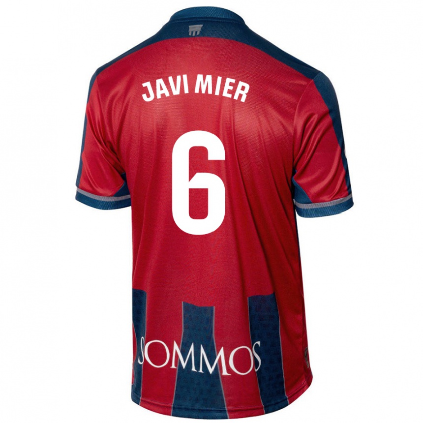 Niño Fútbol Camiseta Javi Mier #6 Rojo Azul 1ª Equipación 2024/25 Argentina