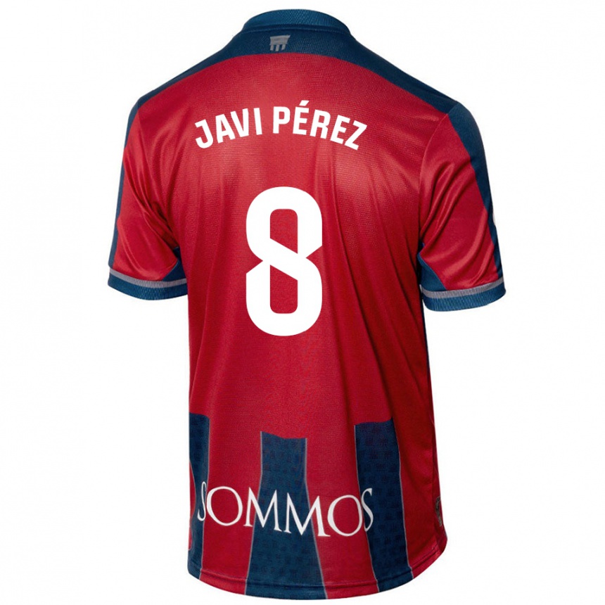 Niño Fútbol Camiseta Javi Pérez #8 Rojo Azul 1ª Equipación 2024/25 Argentina