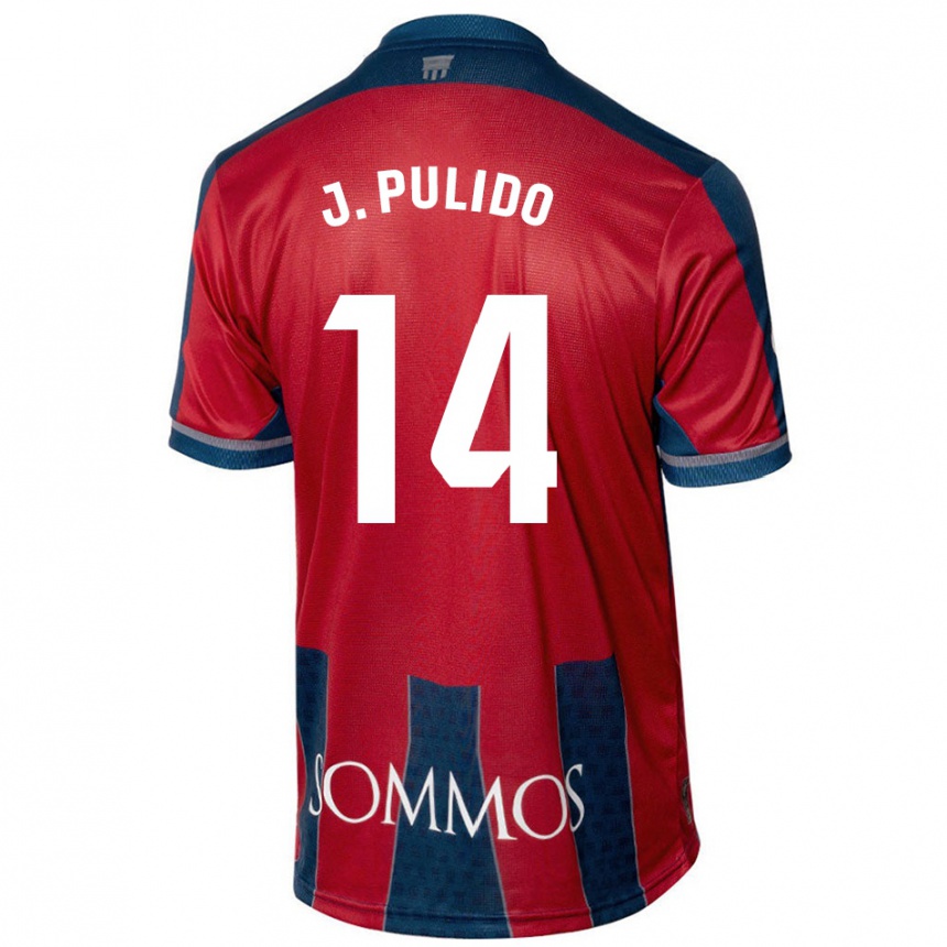 Niño Fútbol Camiseta Jorge Pulido #14 Rojo Azul 1ª Equipación 2024/25 Argentina