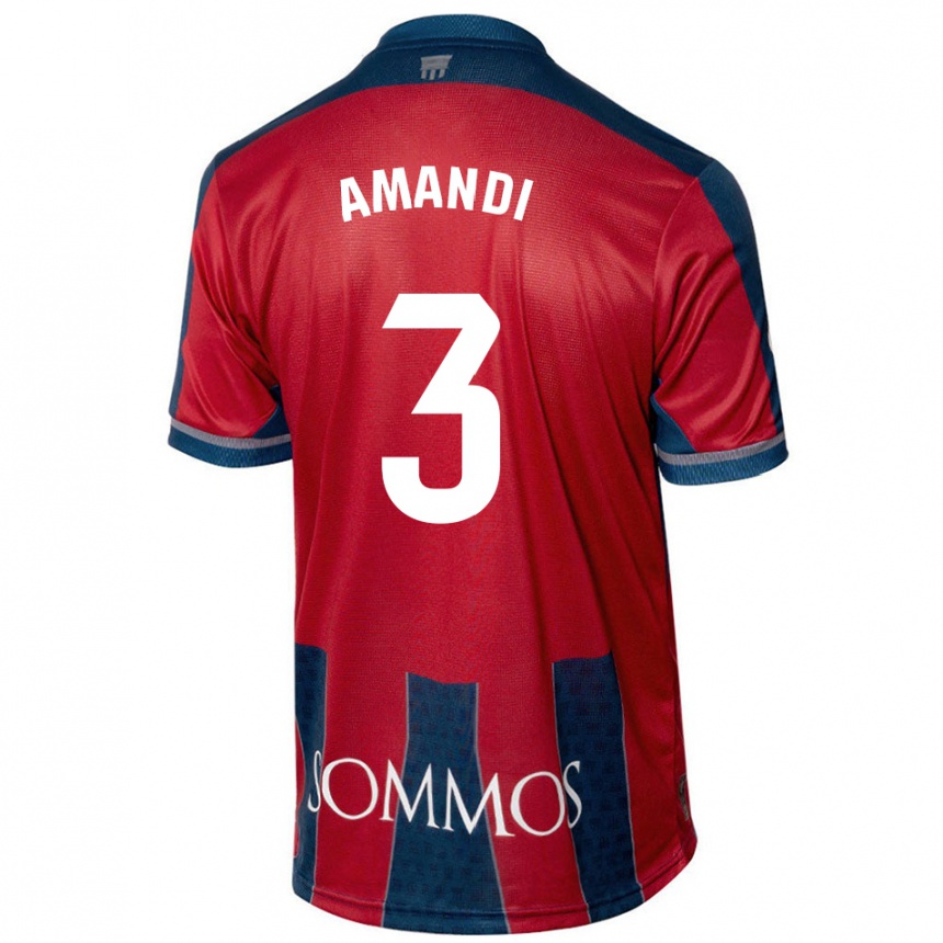 Niño Fútbol Camiseta Iván Amandi #3 Rojo Azul 1ª Equipación 2024/25 Argentina