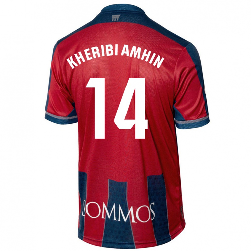 Niño Fútbol Camiseta Nabil Kheribi Amhin #14 Rojo Azul 1ª Equipación 2024/25 Argentina