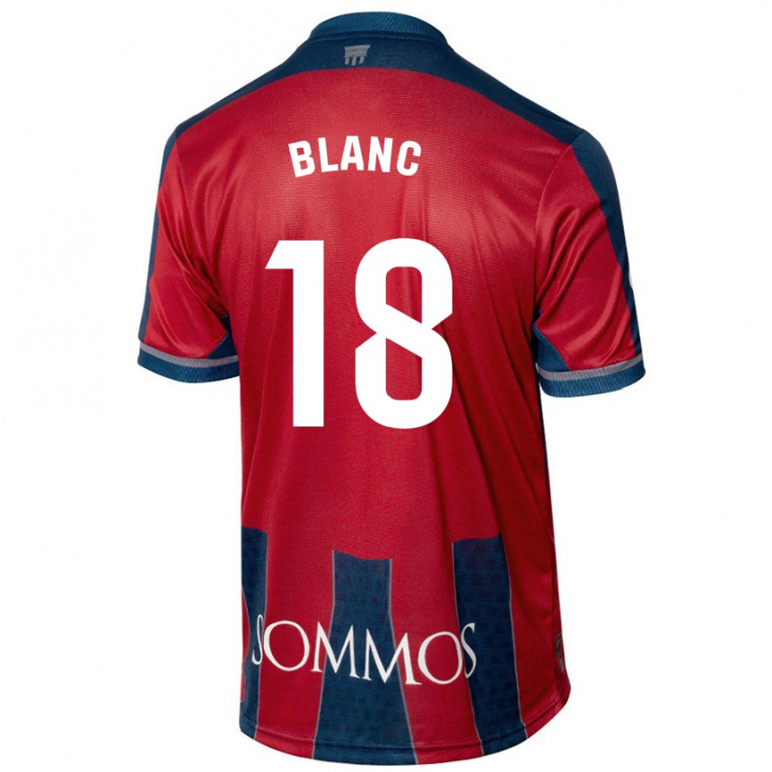 Niño Fútbol Camiseta Laia Blanc #18 Rojo Azul 1ª Equipación 2024/25 Argentina