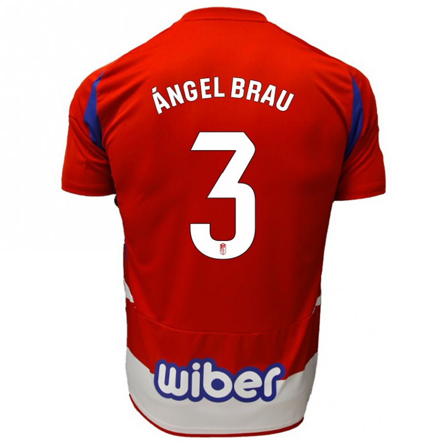 Niño Fútbol Camiseta Miguel Ángel Brau #3 Rojo Blanco Azul 1ª Equipación 2024/25 Argentina