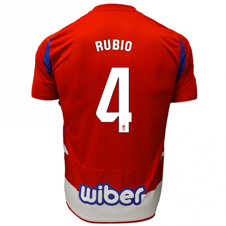 Niño Fútbol Camiseta Miguel Rubio #4 Rojo Blanco Azul 1ª Equipación 2024/25 Argentina