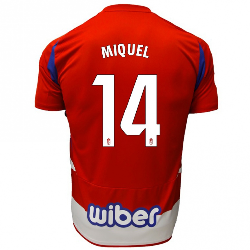 Niño Fútbol Camiseta Ignasi Miquel #14 Rojo Blanco Azul 1ª Equipación 2024/25 Argentina